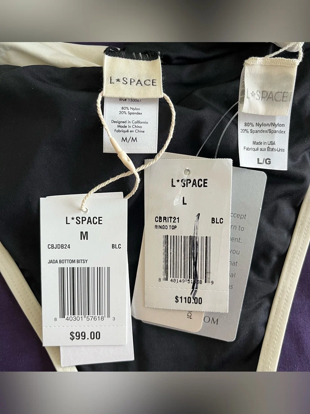 L*Space Bikini Set Ringo Top & Jada Bitsy Twist Front Bottoms Medium/Large Swim